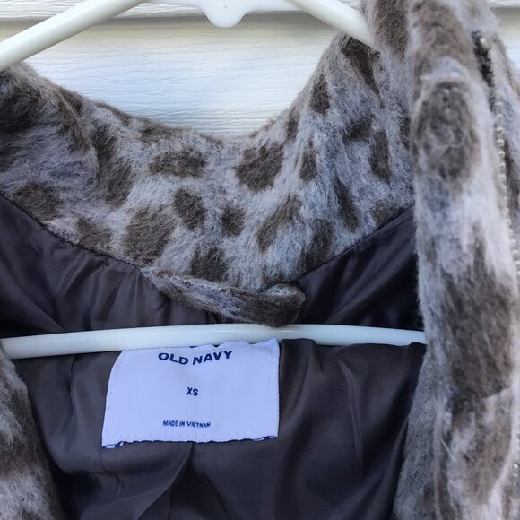 Old Navy Women's Coat Relaxed Soft-Brushed Leopard-Print Grey White Size XS - Picture 6 of 9